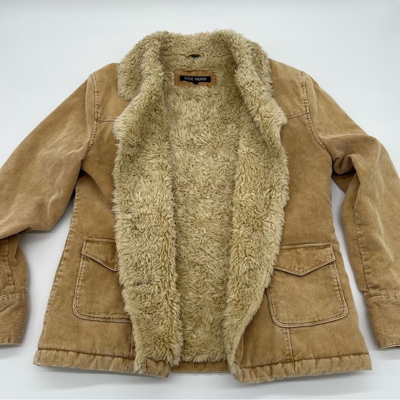 Vintage Y2K fur trimmed Steve Madden Tan Teddy Jacket - Picture 7 of 14